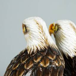 Bald Eagle Sculpture, Couple, Painted Statue, Wood Carving Figure, Colorful Art, Unique Bird, Handmade Decor, Office Anniversary Gift - thumbnail 4