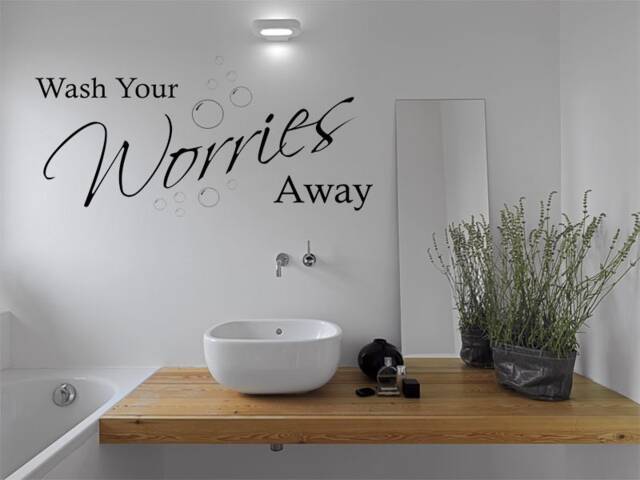 Bathroom Wash Your Worries Away Wall Art Sticker, Modern Transfer, Home Decor - image 1