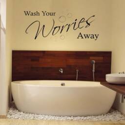 Bathroom Wash Your Worries Away Wall Art Sticker, Modern Transfer, Home Decor - thumbnail 3