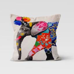 Elephant Cushion Cover/Asian, African Elephant Ethnic Pillow Case/Bedroom, Living Room Cover Decor/Housewarming Throw Case - thumbnail 3