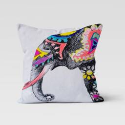 Elephant Cushion Cover/Asian, African Elephant Ethnic Pillow Case/Bedroom, Living Room Cover Decor/Housewarming Throw Case - thumbnail 2