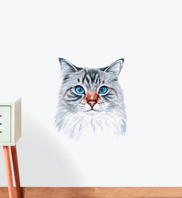 Siberian Cat Wall Sticker Decal - Dogs & Pets Stickers, Art, Decals, Kids Animals Decals