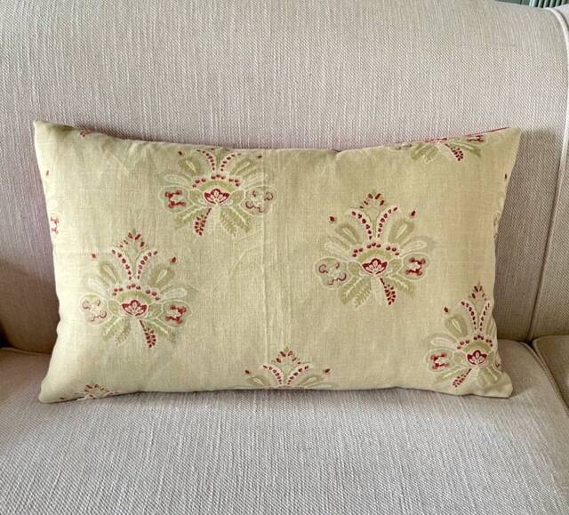 Kate Forman Sienna Linen Throw Pillow Pink & Green Accent Cushion - image 1