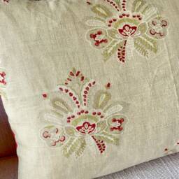 Kate Forman Sienna Linen Throw Pillow Pink & Green Accent Cushion - thumbnail 2