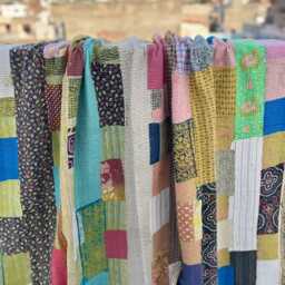 Indian Handmade Kantha Quilt Cotton Block Print Reversible Patchwork Bedspread - thumbnail 3