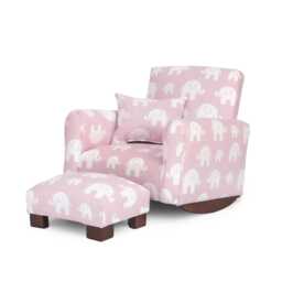 Personalized Child's Upholstered Rocking Chair/Chair - Pink Elephants - thumbnail 2