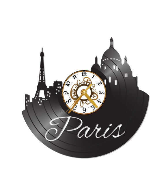 Free Shipping Paris Skyline Themed Vinyl Album Record Clock Made in The > Usa - image 1