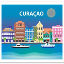 Curacao Print, Poster, Art, Caribbean Skyline Wedding Gift - Style E8-O-Cur - thumbnail 3