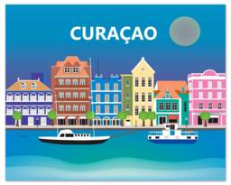 Curacao Print, Poster, Art, Caribbean Skyline Wedding Gift - Style E8-O-Cur - thumbnail 1