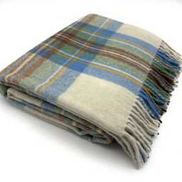 Soft Wool Tartan Blanket - 70x60 Inches Soft, Warm & Timeless Stewart Muted Blue - thumbnail 2