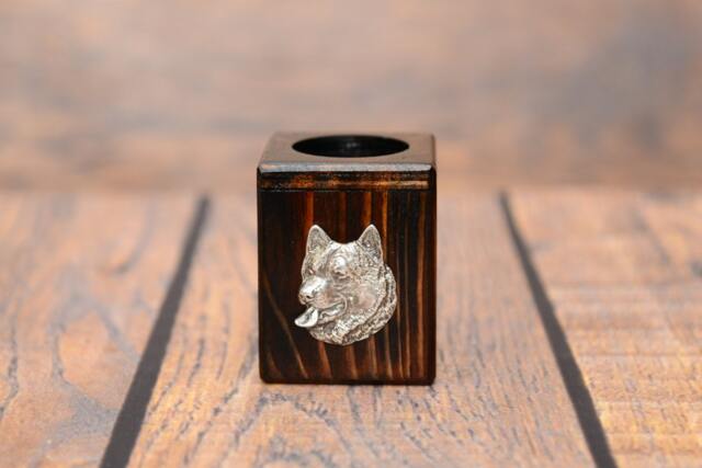 Alaskan Malamute - Wooden Candlestick With Dog, Souvenir, Decoration, Limited Edition, Collection - image 1