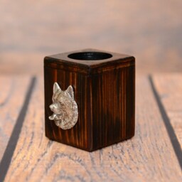 Alaskan Malamute - Wooden Candlestick With Dog, Souvenir, Decoration, Limited Edition, Collection - thumbnail 2
