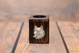 Alaskan Malamute - Wooden Candlestick With Dog, Souvenir, Decoration, Limited Edition, Collection - thumbnail 1