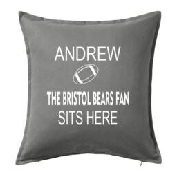 Personalised Rugby Cushion Name ~ The Bristol Bears Fan Sits Here Includes Infill/Pad - thumbnail 1