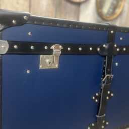 Custom Made Navy Blue Steamer Style Chest, Living Room Storage - thumbnail 4