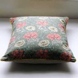 William Morris Chrysanthemum Pillow Cover Rose Pink & Mint Green Throw - thumbnail 4