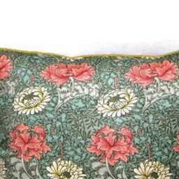 William Morris Chrysanthemum Pillow Cover Rose Pink & Mint Green Throw - thumbnail 2