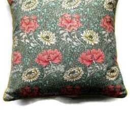 William Morris Chrysanthemum Pillow Cover Rose Pink & Mint Green Throw - thumbnail 3