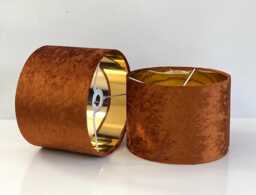 New Premium Quality Made By Order Brunt Spice Orange Crushed Velvet Drum Lamp Shade Suitable For All Fittings Ceilings, Floor & Tables - thumbnail 1