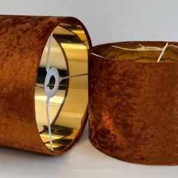 New Premium Quality Made By Order Brunt Spice Orange Crushed Velvet Drum Lamp Shade Suitable For All Fittings Ceilings, Floor & Tables - thumbnail 2