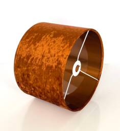 New Premium Quality Burnt Orange Crushed Velvet With Copper Inner Lining Lamp Shade Pendant Light - thumbnail 1