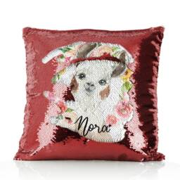 Personalised Horse Sequin Cushion, Customised With Initial Or Name Cow Bunny Designs Available - thumbnail 2