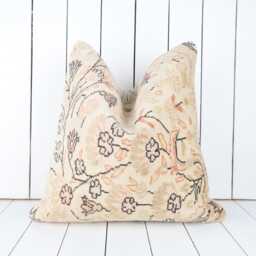 Vintage Turkish Kilim Pillow Cover, Floral Accent, 20x20 Inch - thumbnail 1
