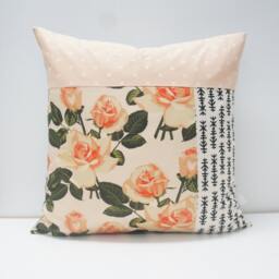 Patchwork Pillow Cover - Retro Roses Floral Print, 20x20 - thumbnail 3