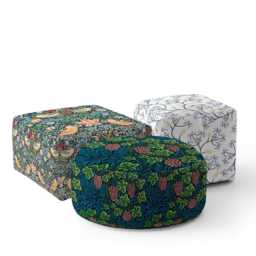 William Morris Floral Pattern Pouffe Three Design Options Classic Vintage Seat Gift For Living Room Bedroom Or Elegant Home Furniture