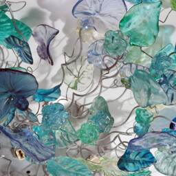 Large Flush Mount Ceiling Light With Sea Color Flowers & Leaves, Unique Ceiling Mount Light For Kitchen - thumbnail 4