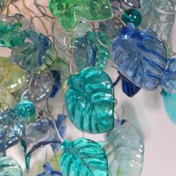 Large Flush Mount Ceiling Light With Sea Color Flowers & Leaves, Unique Ceiling Mount Light For Kitchen - thumbnail 2