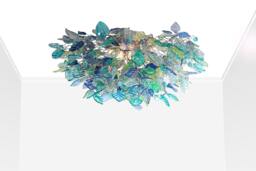 Large Flush Mount Ceiling Light With Sea Color Flowers & Leaves, Unique Ceiling Mount Light For Kitchen