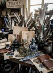 Gothic Stationery Set Ornate Quill Feather Pen, Hand-Sculpted Heart Holder, & Matching Inkwell Bottle - thumbnail 1