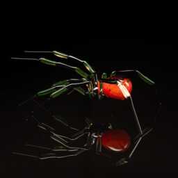 Handmade Red Uranium Glass Spider Vaseline Figurine Uv - thumbnail 3
