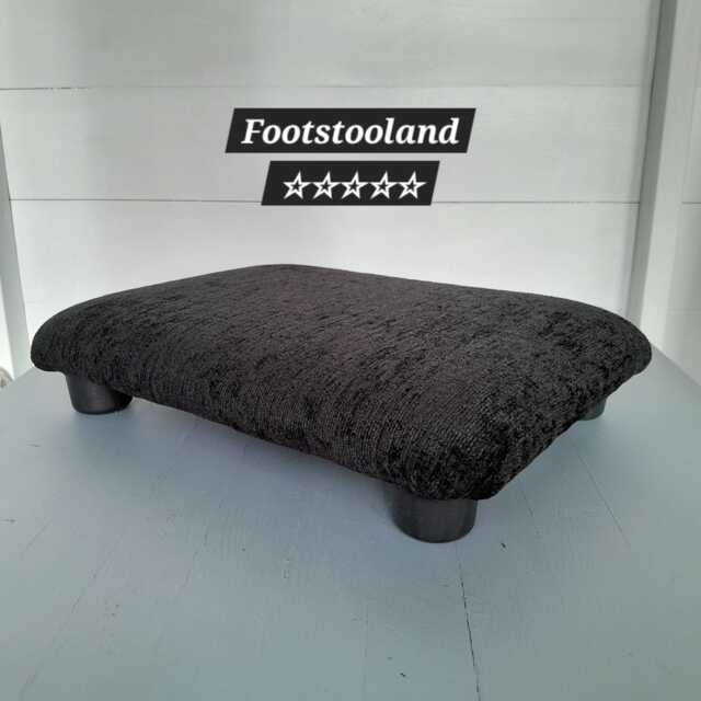 Black Chenile Footrest Ottoman Handmade Bed Step Or Yoga Seat - 3 Inch - image 1