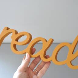 Read Wooden Sign Nursery Wall Decor -Saffron Yellow Color - thumbnail 2