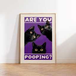 Are You Pooping Print, Colourful Wall Decor, Bathroom Eclectic Art Poster, Home Trendy, Funny Cat Print 3002 - thumbnail 2
