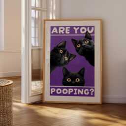 Are You Pooping Print, Colourful Wall Decor, Bathroom Eclectic Art Poster, Home Trendy, Funny Cat Print 3002 - thumbnail 3