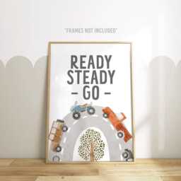 Ready Steady Go Print -- Car Print, Vehicles Boys Vehicle Bedroom Theme Bedroom, Unframed - thumbnail 2