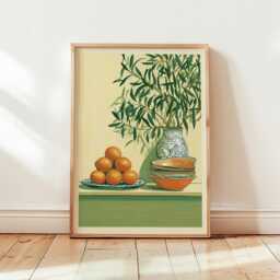 Mediterranean Citrus Poster, Orange Still Life Print, Kitchen Wall Art - thumbnail 4