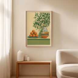 Mediterranean Citrus Poster, Orange Still Life Print, Kitchen Wall Art - thumbnail 3
