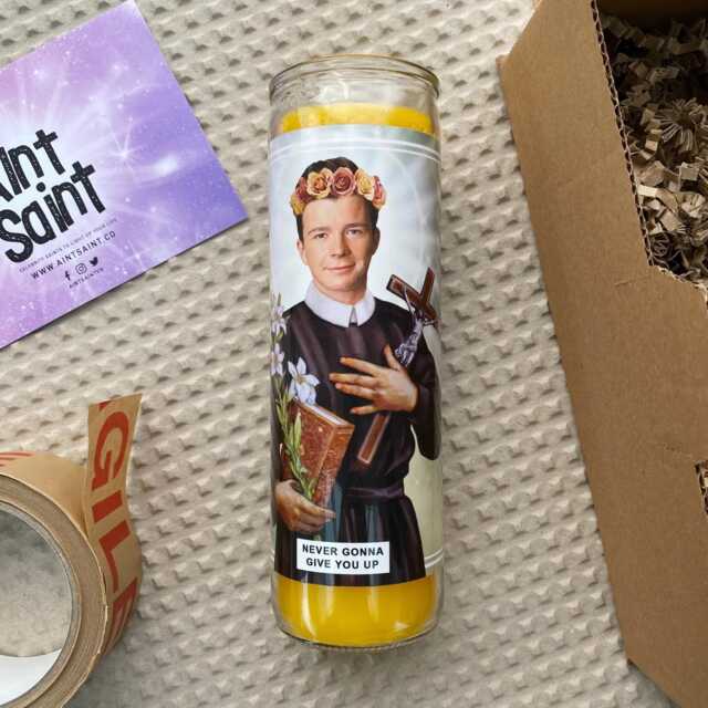Saint Rick Astley Prayer Candle Scented Vegan Soy Wax, 8 - image 1
