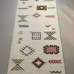 Handmade Flatweave Kilim Rug Custom Brown & Beige Geometric Runner, Wool Carpet - thumbnail 2