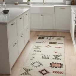 Handmade Flatweave Kilim Rug Custom Brown & Beige Geometric Runner, Wool Carpet - thumbnail 4
