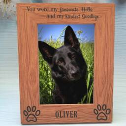 Personalised Photo Frame You Were My Favourite Hello & Hardest Goodbye Pet Dog Cat Memorial Engraved Wooden Bereavement Gift - thumbnail 2