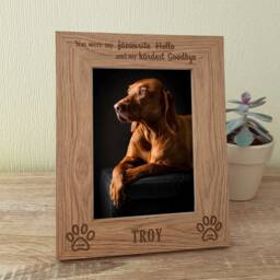 Personalised Photo Frame You Were My Favourite Hello & Hardest Goodbye Pet Dog Cat Memorial Engraved Wooden Bereavement Gift - thumbnail 1