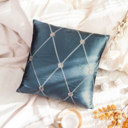Light Charcoal Decorative Throw Pillow Cover, Cushion Covers, Accent Pillows, Silk Blend, Silver & Tan Crosshatch Embroidered Pillowcase - thumbnail 2