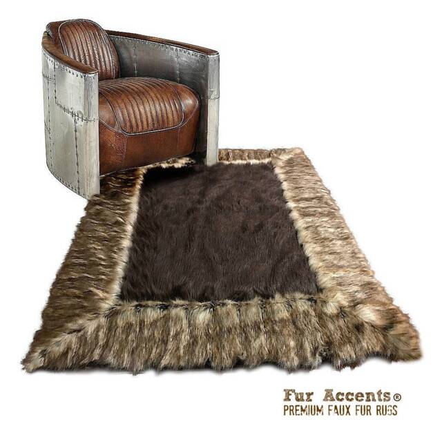 Faux Fur Shag Rug - Ribbed Fox Border, Usa Made - image 1