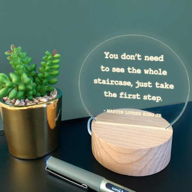 Personalised Motivational Quote Mini Desk Lamp - Birthday Gifts Led 7 Light Colour Options - image 1