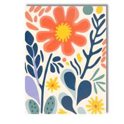 Abstract Coral Bloom & Navy Botanical Shapes Modern Floral Canvas Wall Art Print Decor Picture Ready To Hang - thumbnail 1